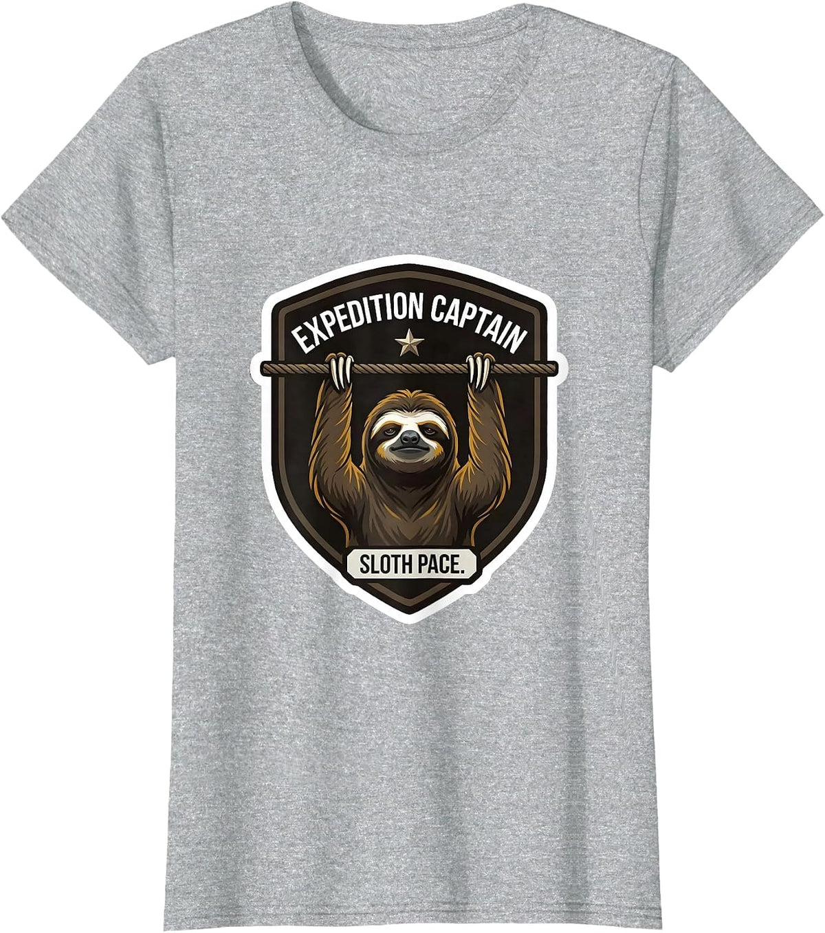 Women's Expedition Captain Sloth Pace Funny Sloth Lover Gift T-Shirt - Heather Grey