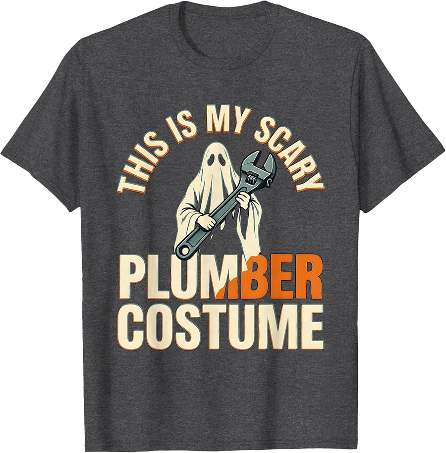 Men's This Is My Scary Plumber Costume Funny Halloween Occupation T-Shirt - Dark Heather Grey