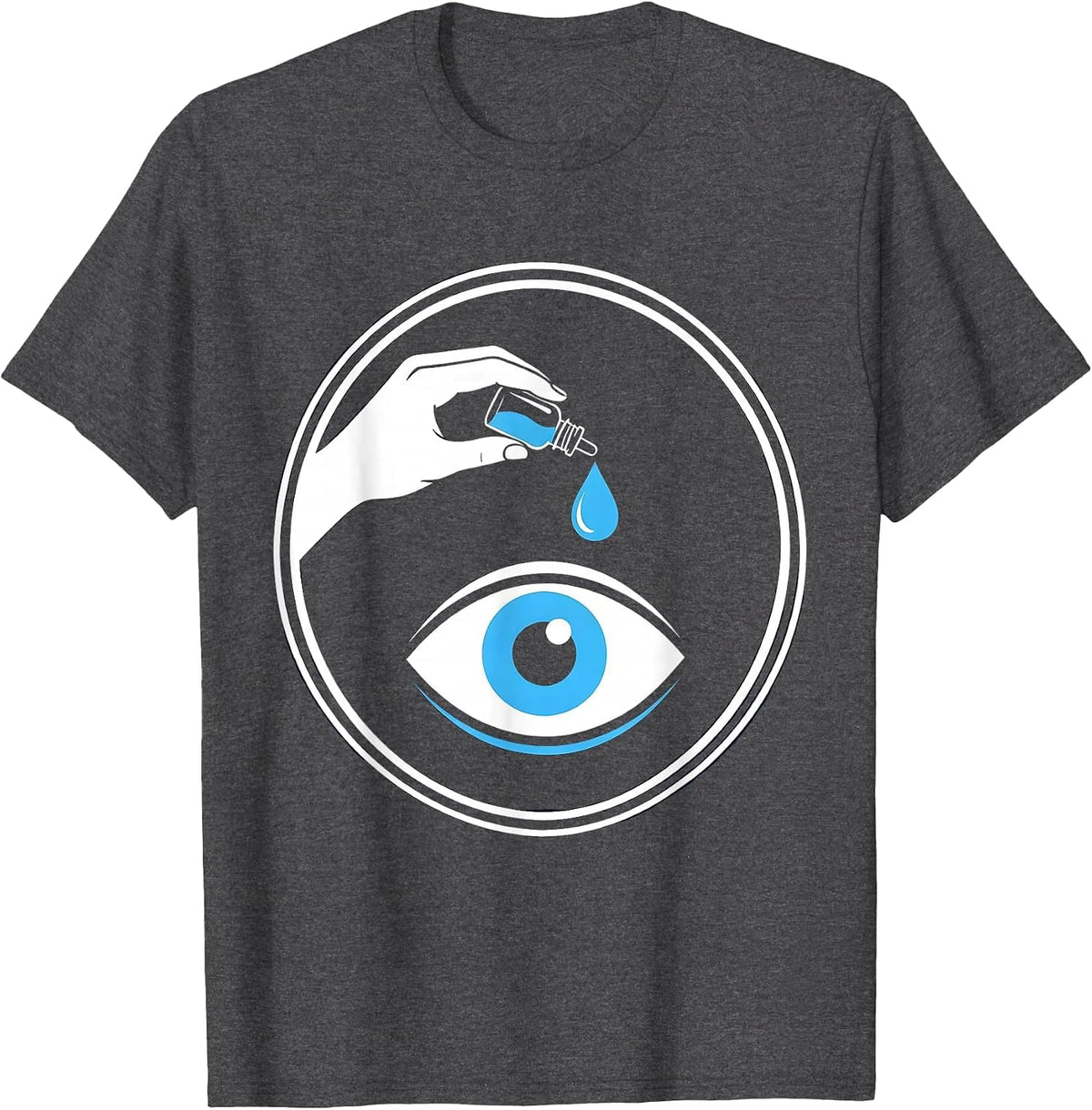 School Nurse Eye Drop Cartoon Graphic T-Shirt - Dark Heather Grey