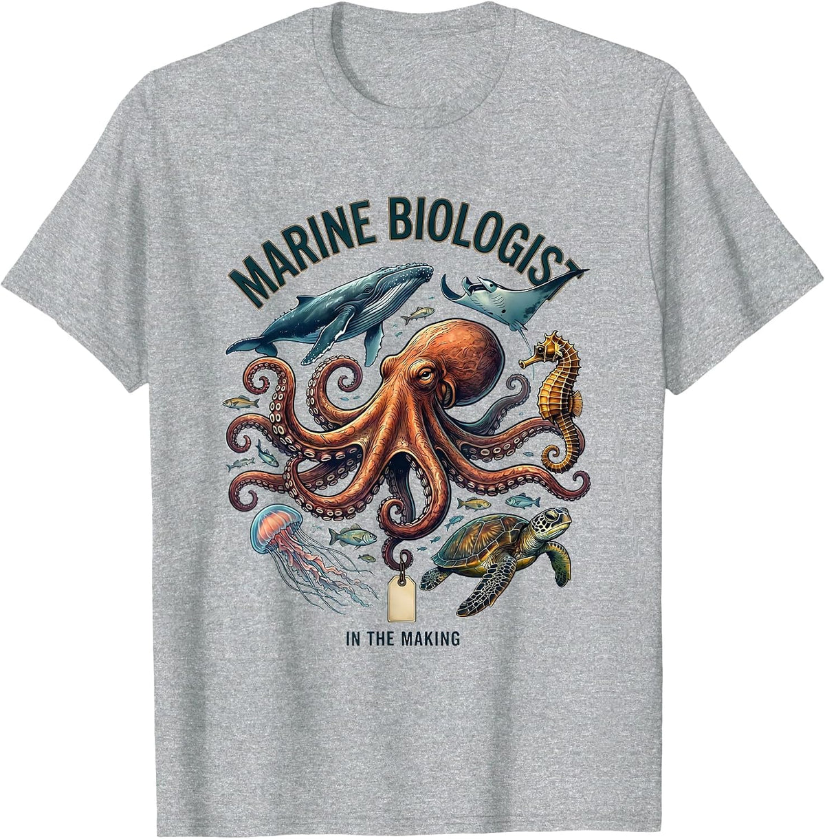 Men's Marine Biologist In The Making Octopus Sea Creature Nature T-Shirt - Heather Grey