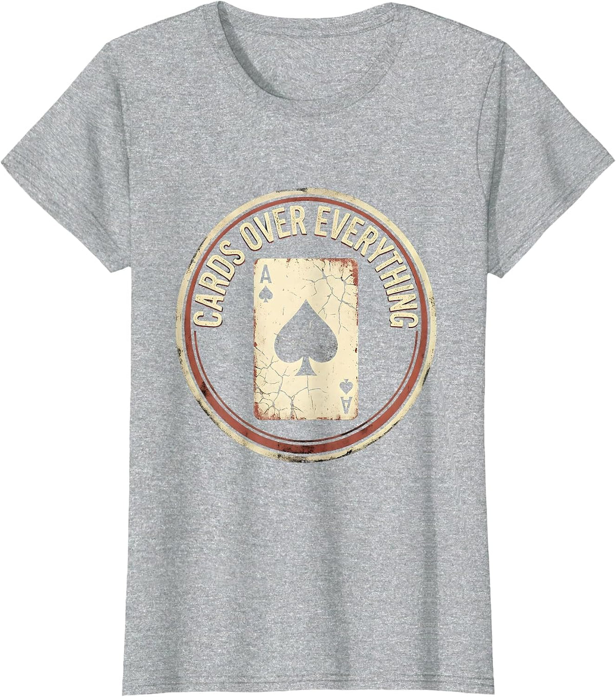 Cards Over Everything Gambling Design T-Shirt - Heather Grey