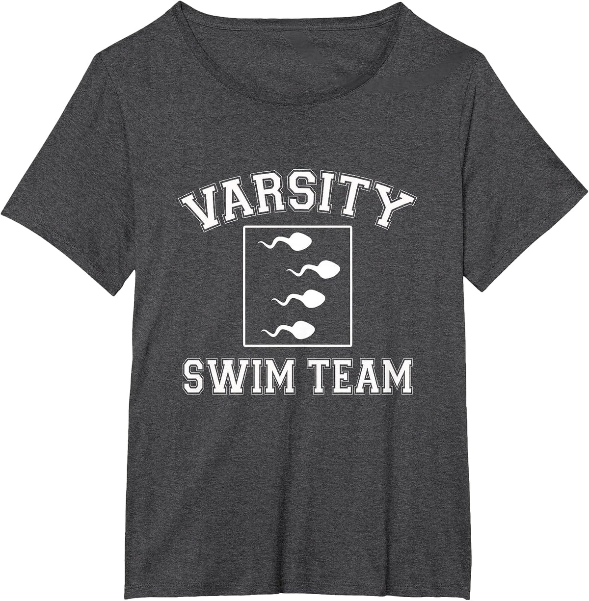 Varsity Swim Team - Funny Sperm Adult Joke Swimmer Humor T-Shirt - Dark Heather Grey