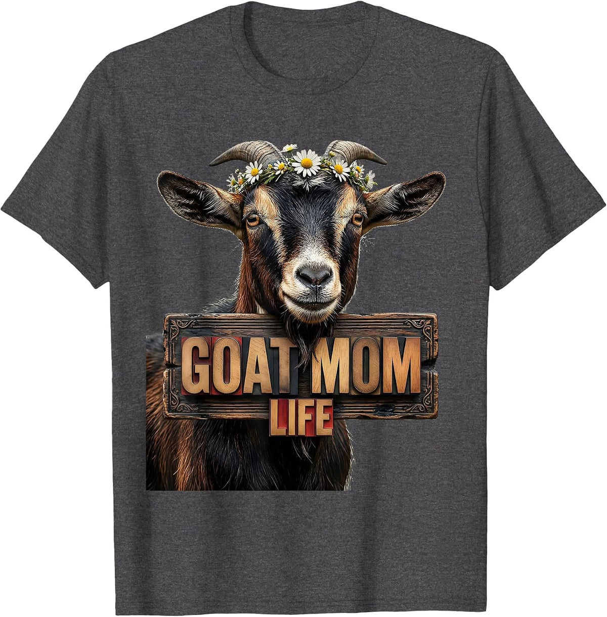 Men's Goat Mom Life Funny Goat Lover Design T-Shirt - Dark Heather Grey