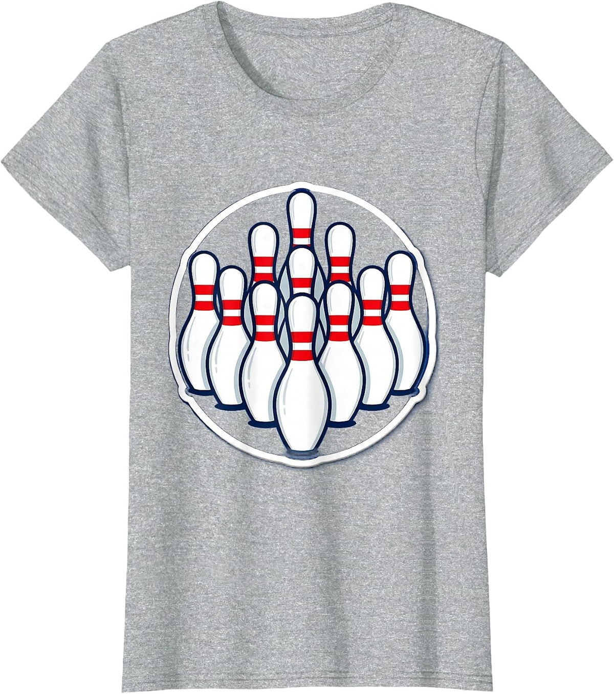 Bowling Pins Classic Triangle Formation Graphic T-Shirt - Heather Grey
