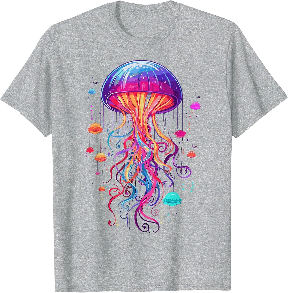 Jellyfish Ocean Animal Scuba Diving Rainbow Jelly Fish T-Shirt - Heather Grey