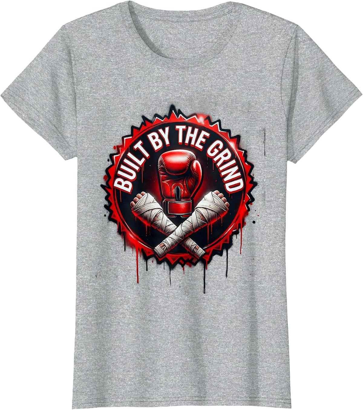 Built by the Grind Muay Thai Warrior Design T-Shirt - Heather Grey