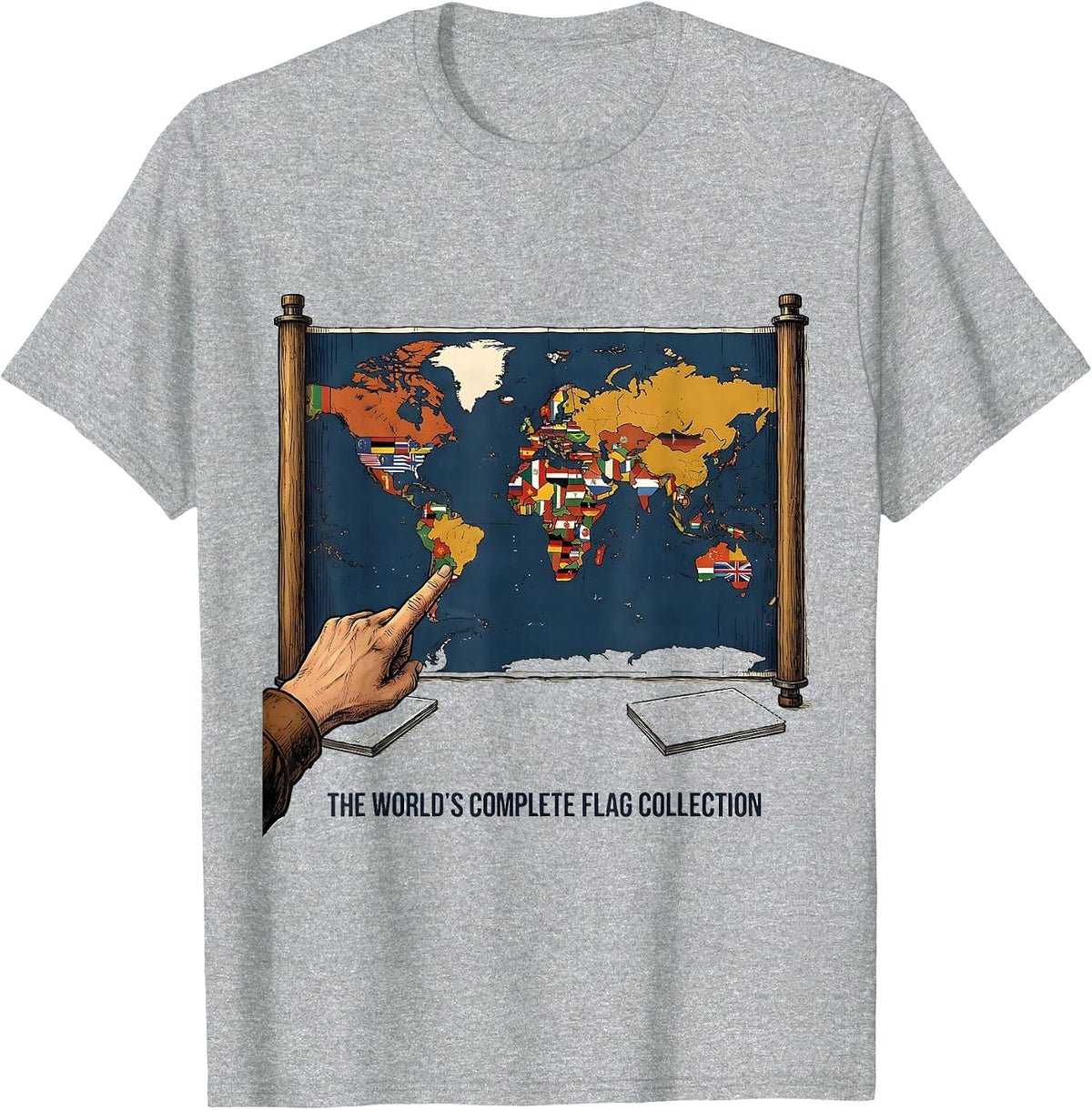 Men's The World's Complete Flag Collection International Geography T-Shirt - Heather Grey