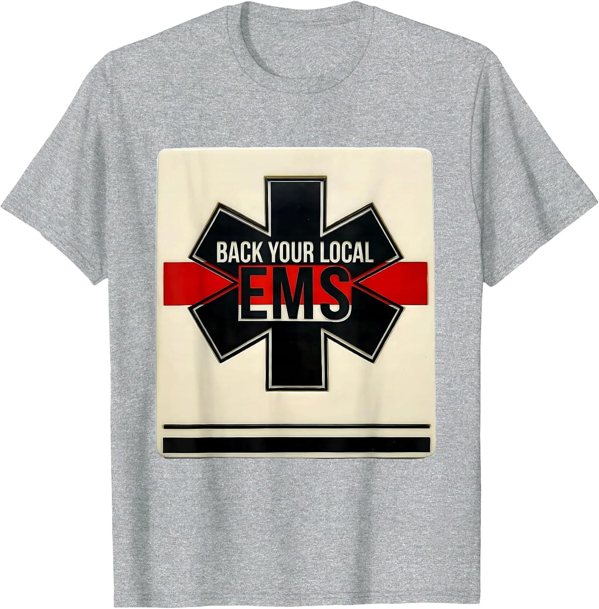 Men's Back Your Local EMS Stencil Tribute First Responder T-Shirt - Heather Grey