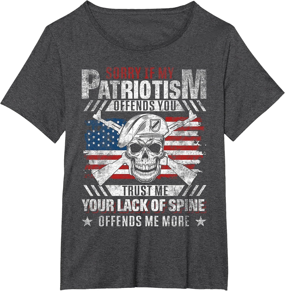 Sorry If My Patriotism Offends You - US Flag Patriotic T-Shirt - Dark Heather Grey