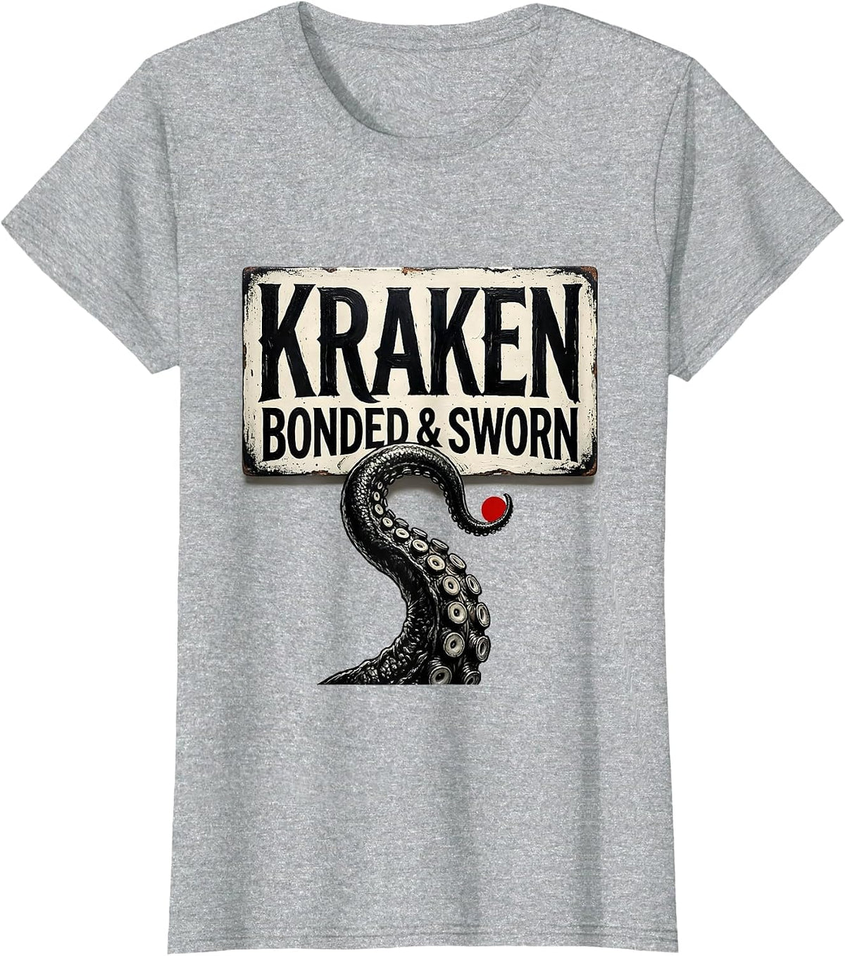 Women's Kraken Bonded Sworn Vintage Octopus Lover Sea Creature T-Shirt - Heather Grey