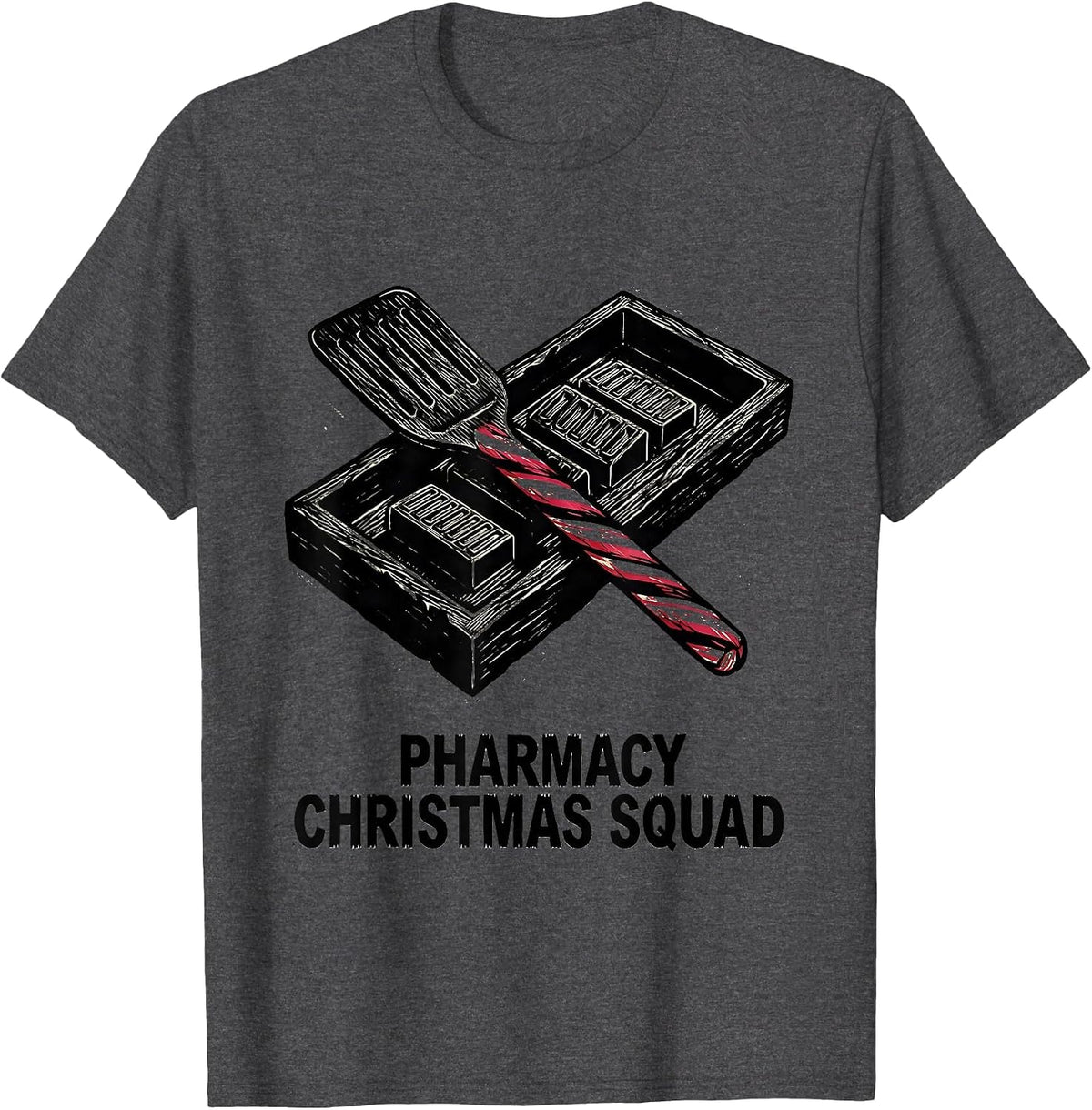 Pharmacy Christmas Squad Funny Pharmacy Tech Matching T-Shirt - Dark Heather Grey