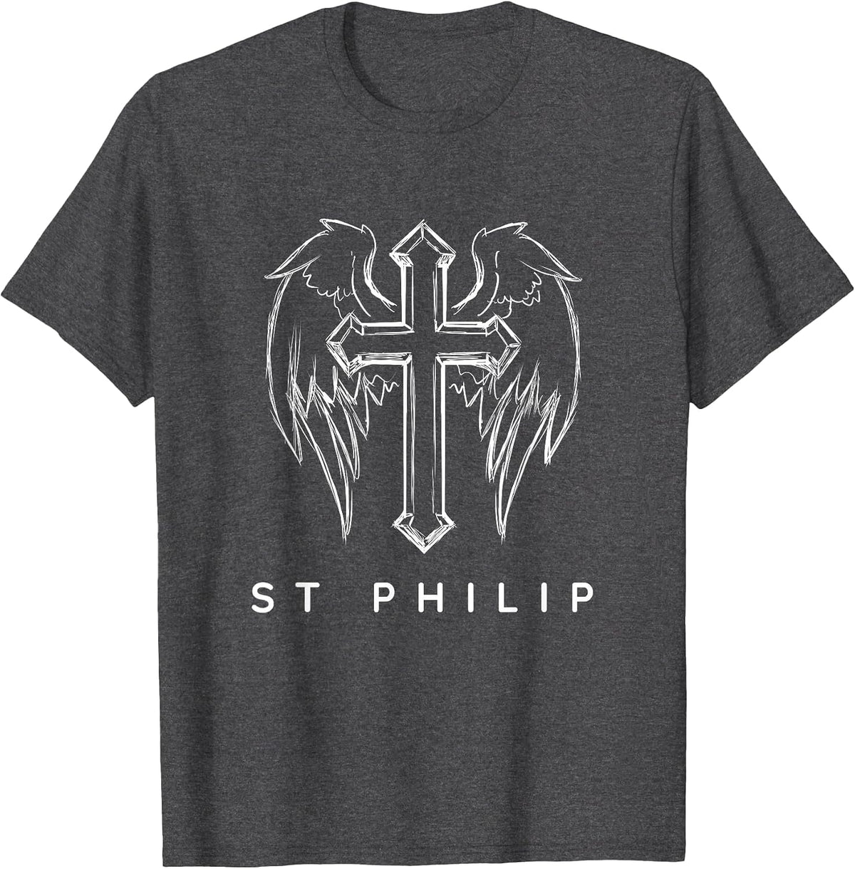 St Philip the Apostle Traditional Catholic Prayer Angel Idea T-Shirt - Dark Heather Grey