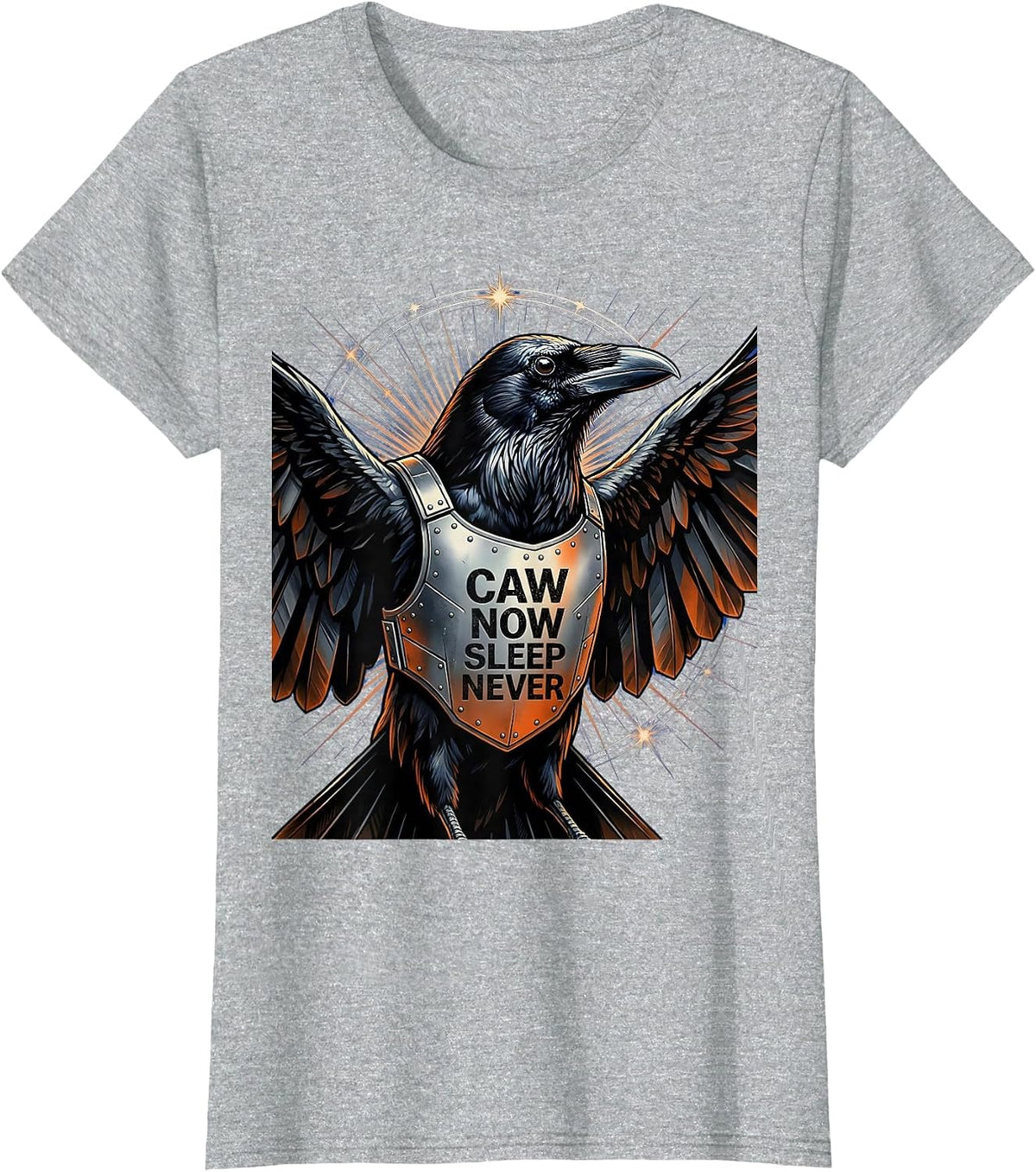 Women's Caw Now Sleep Never Crow Night Owl Design T-Shirt - Heather Grey