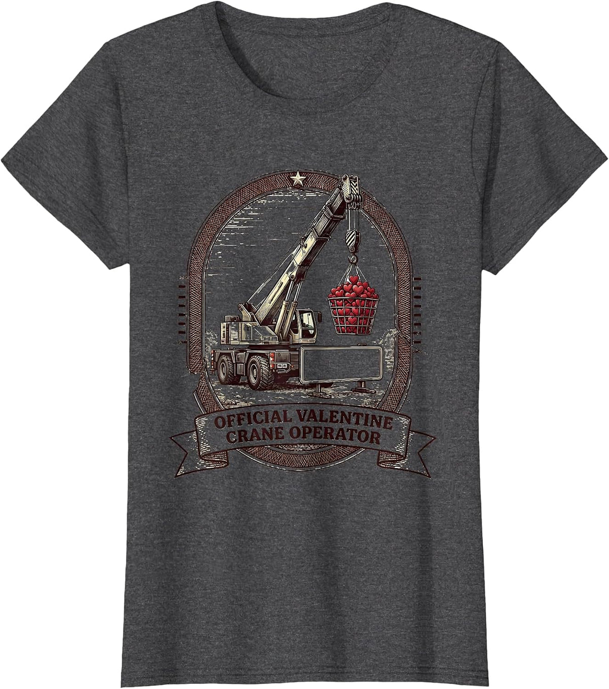 Women's Official Valentine Crane Operator Funny Toddler Boy T-Shirt - Dark Heather Grey