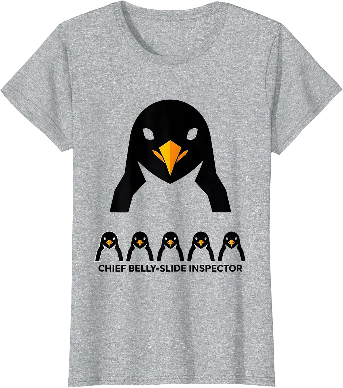 Chief Belly-Slide Inspector Funny Penguin Animal Lover T-Shirt - Heather Grey
