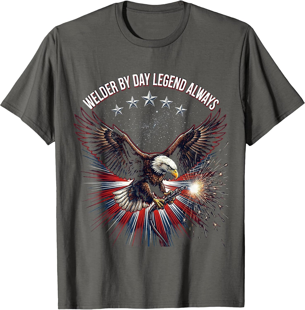 Welder By Day Legend Always Welding Design T-Shirt - Asphalt Grey
