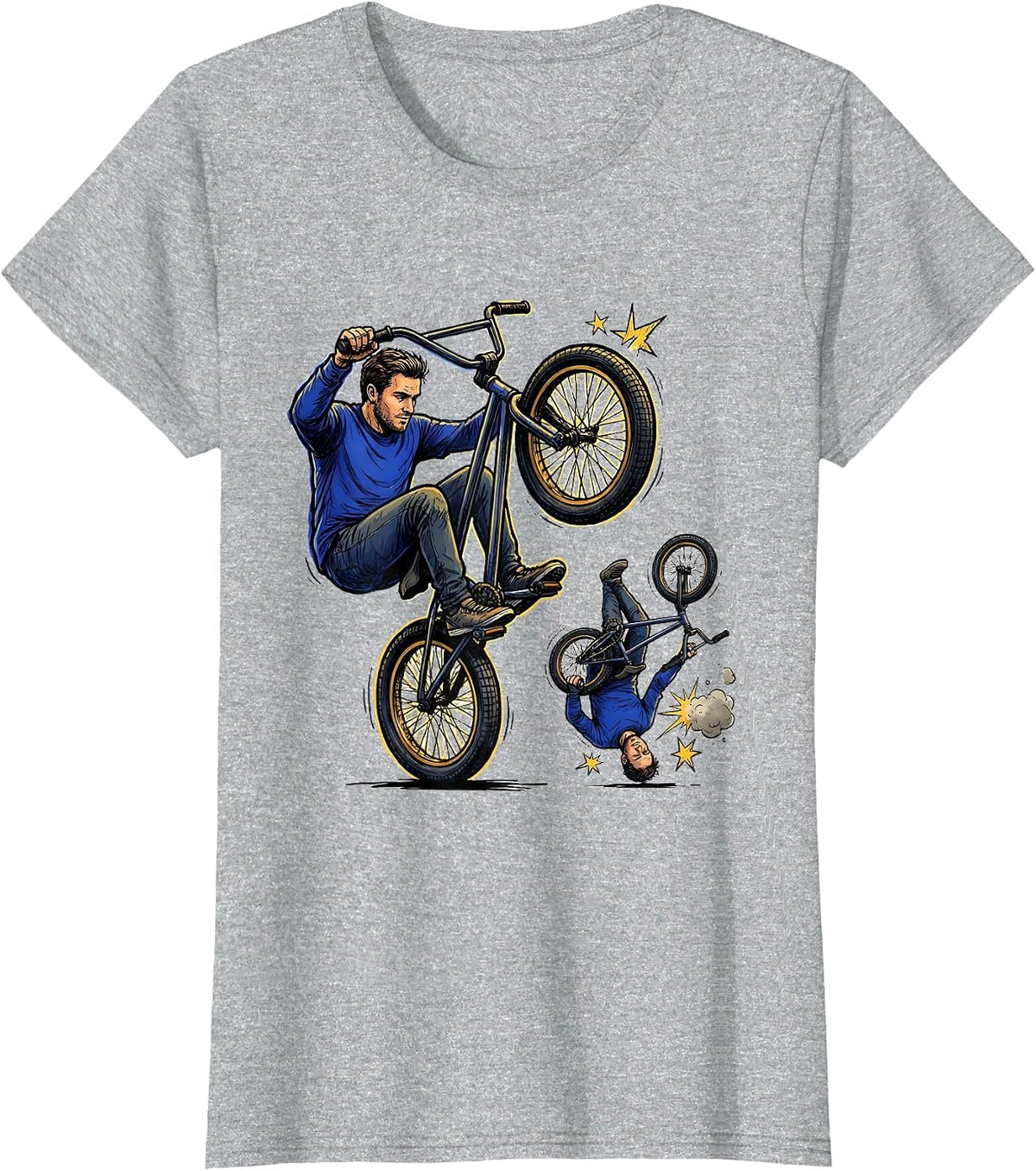 Women's Confident BMX Rider Manual Pose Extreme Sports Fan T-Shirt - Heather Grey