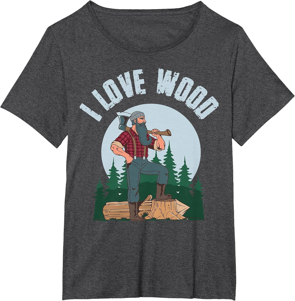 I Love Wood T-Shirt - Dark Heather Grey