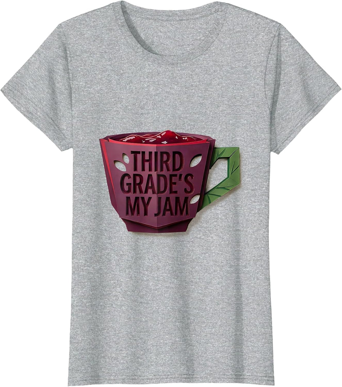 Women's Third Grade's My Jam Paper Cutout Back To School Teacher T-Shirt - Heather Grey