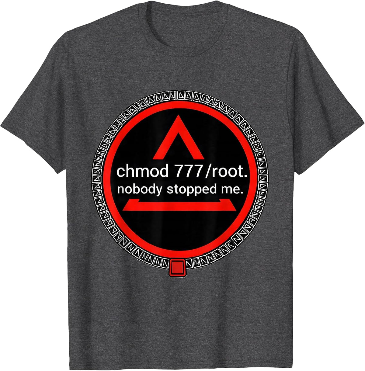 Men's chmod 777 /root. nobody stopped me. Nerdy Linux Open-Source T-Shirt - Dark Heather Grey