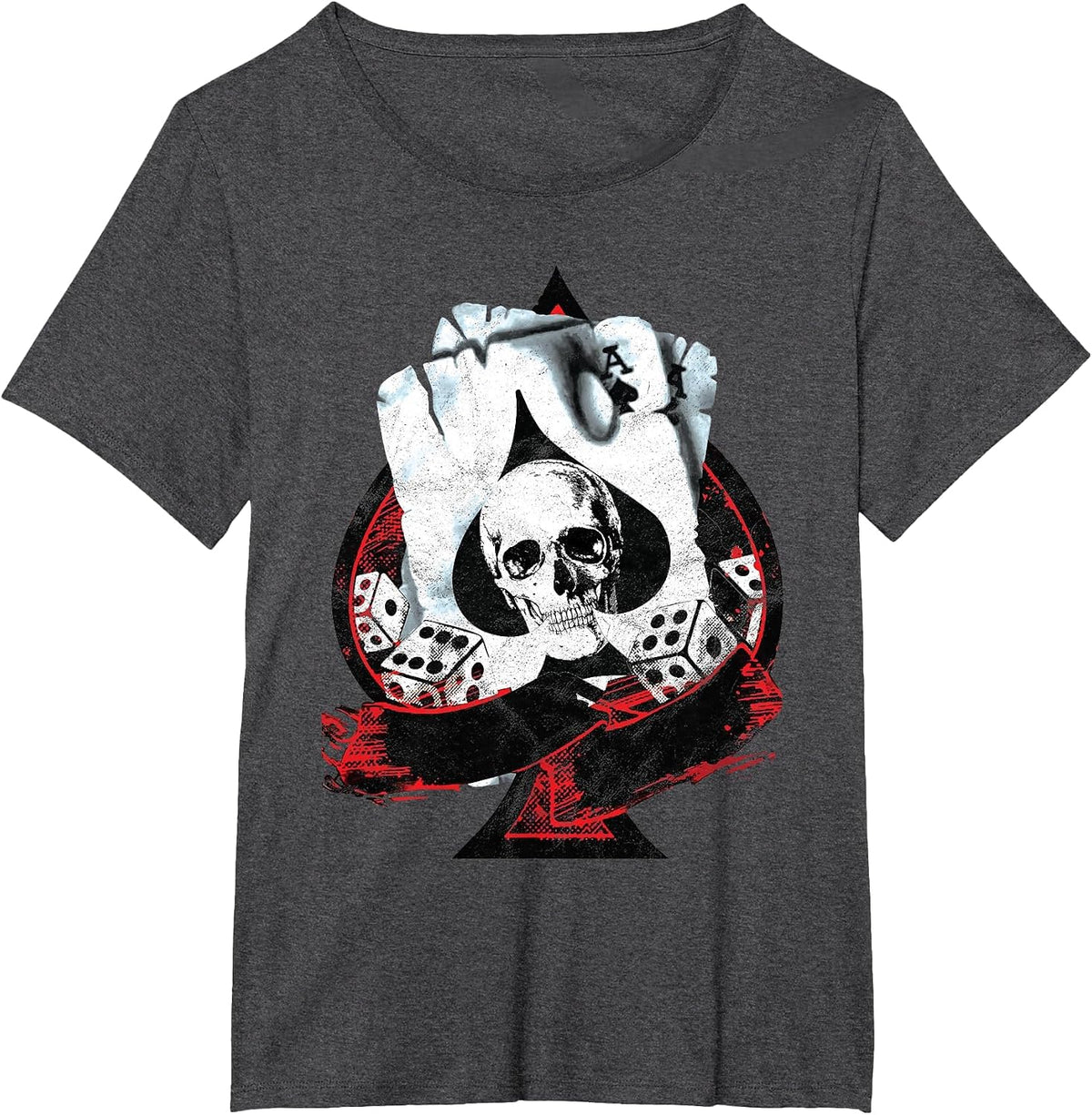 Scorched Ace of Spades Dice Poker Player T-Shirt - Dark Heather Grey