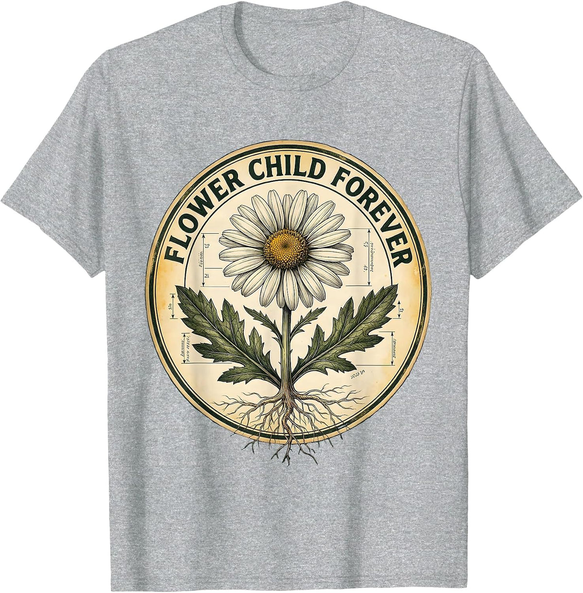 Men's Flower Child Forever Floral Boho Design T-Shirt - Heather Grey