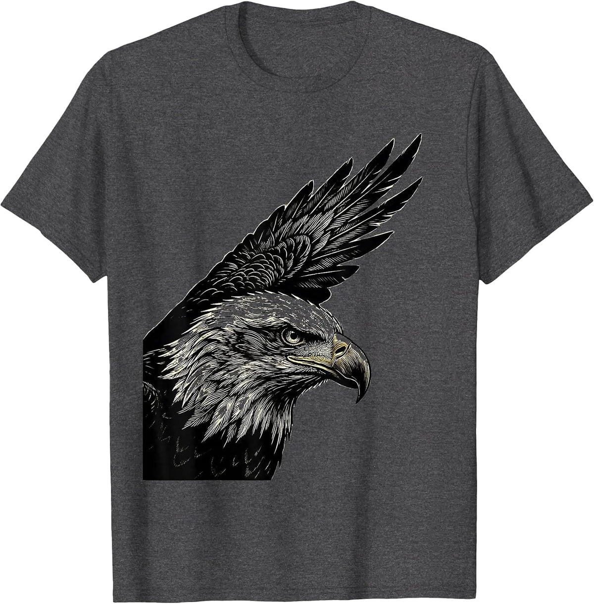 Bald Eagle Head Scratchboard Faith Mascot Gift T-Shirt - Dark Heather Grey