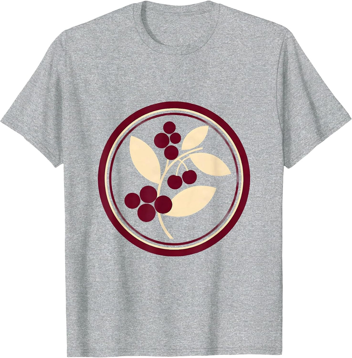Men's Colombia Coffee Cherries Branch Botanical Illustration T-Shirt - Heather Grey