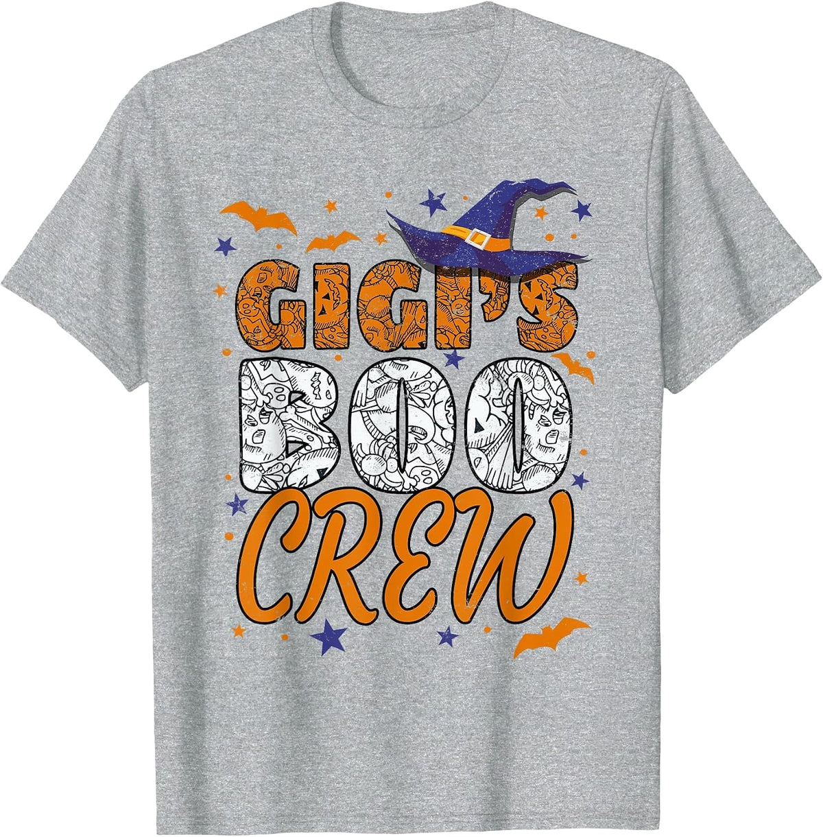 Grandma Gigi's Boo Crew Cute Grandkids Matching Halloween T-Shirt - Heather Grey