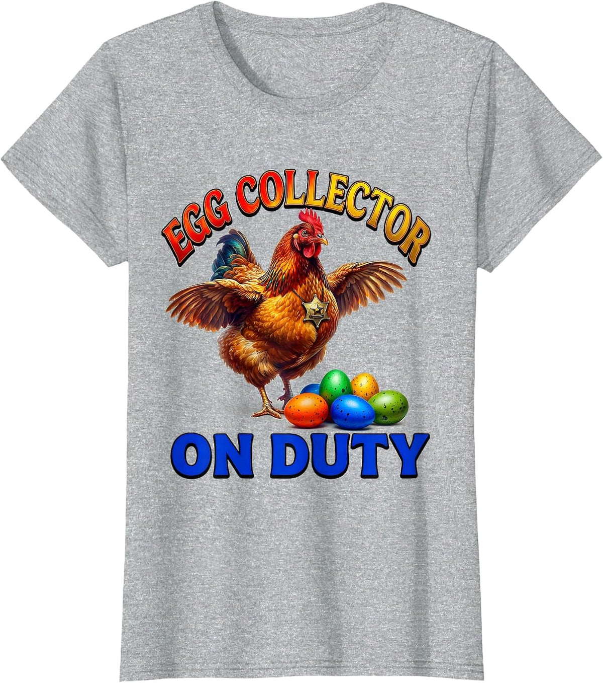 Egg Collector On Duty Funny Chicken Design T-Shirt - Heather Grey