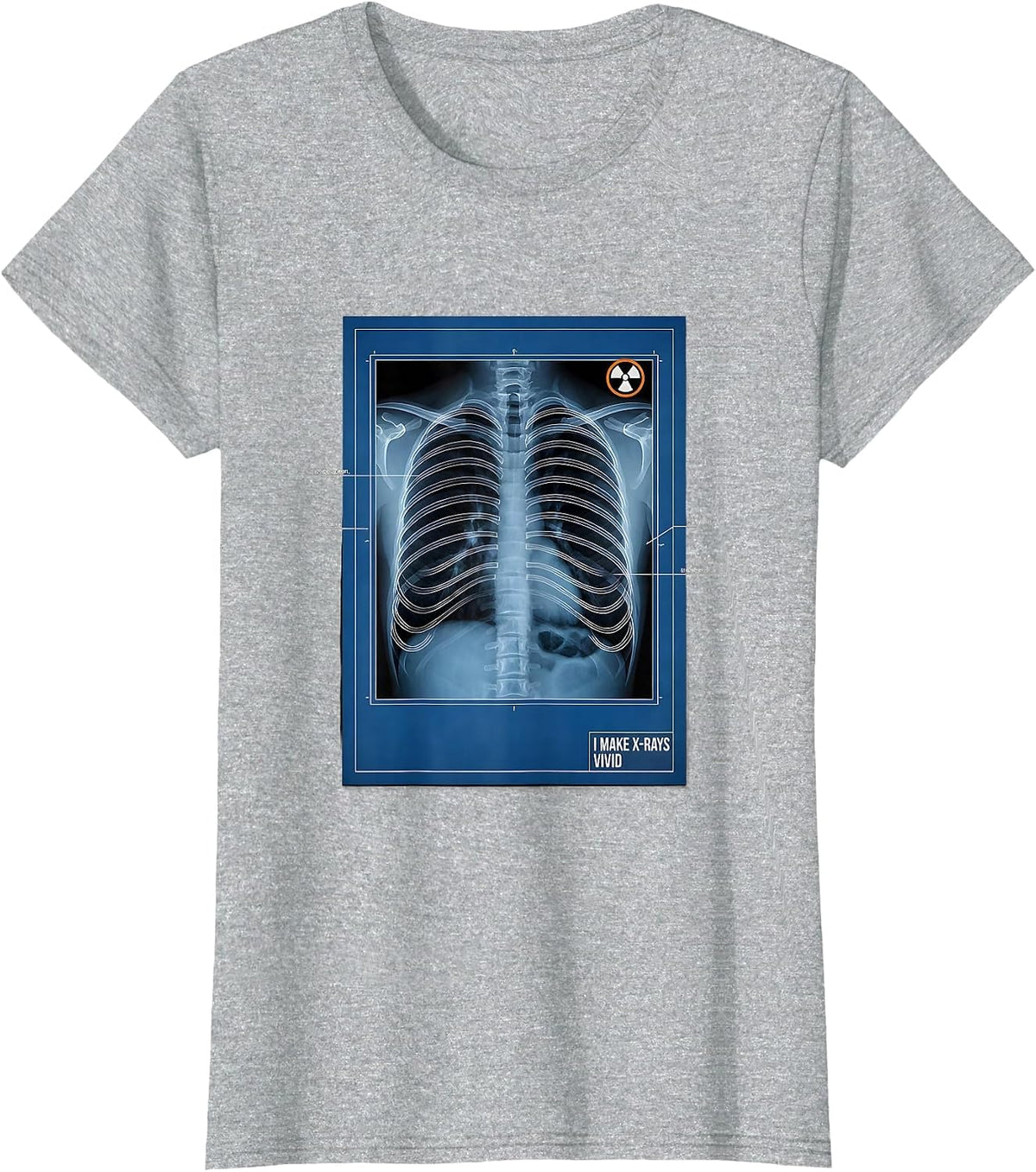 Women's I Make X-Rays Vivid Technical Blueprint Radiology Tech Rad T-Shirt - Heather Grey