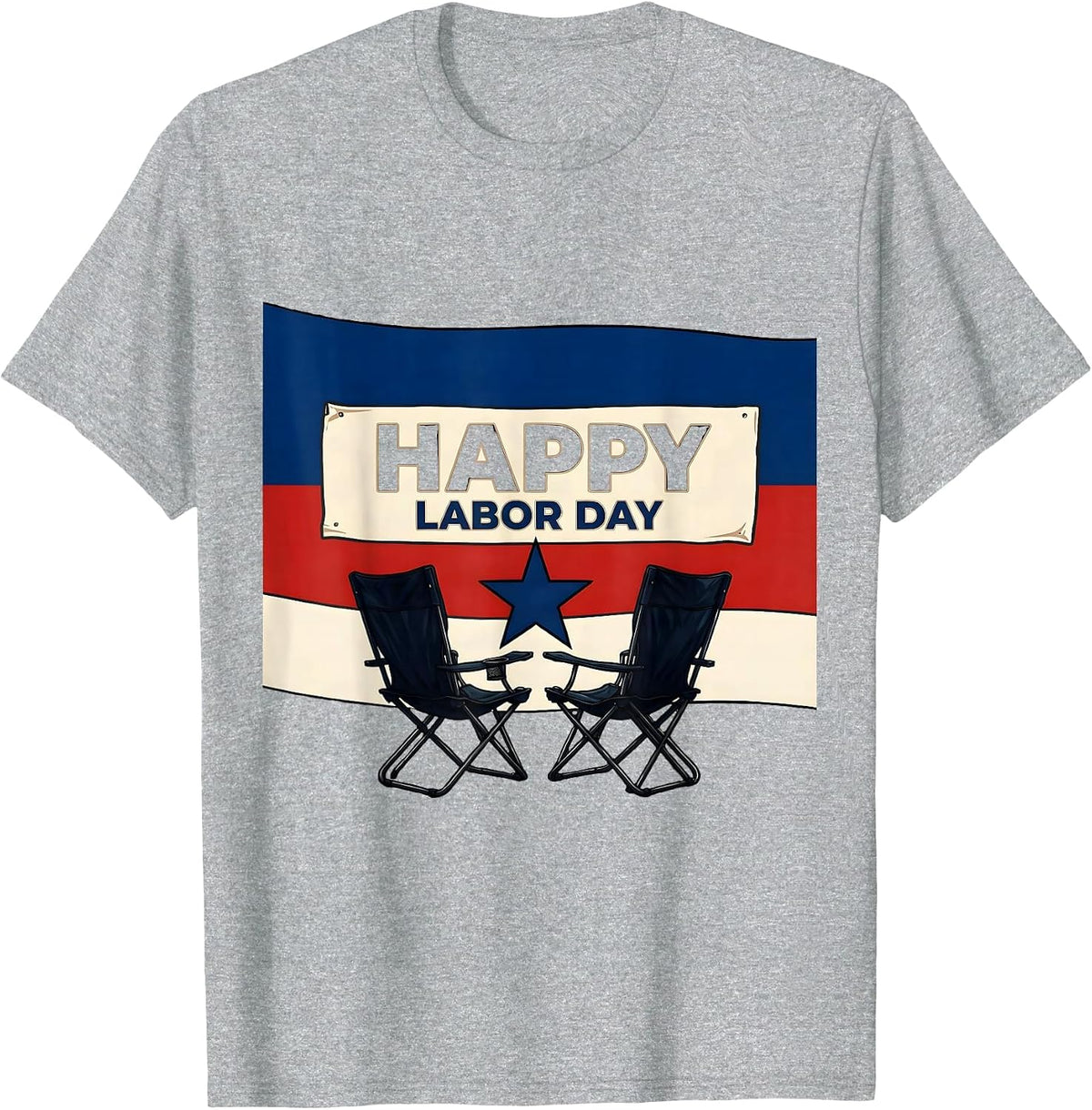 Men's Happy Labor Day Patriotic Americana Tribute Warm T-Shirt - Heather Grey