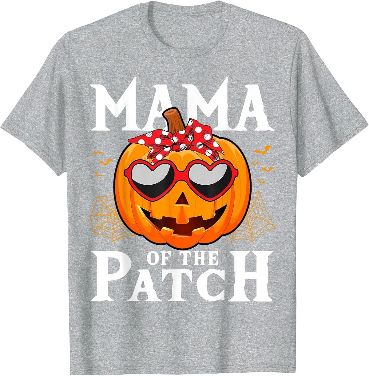 Womens Pumpkin Mama of The Patch Family Halloween Costume T-Shirt - Heather Grey