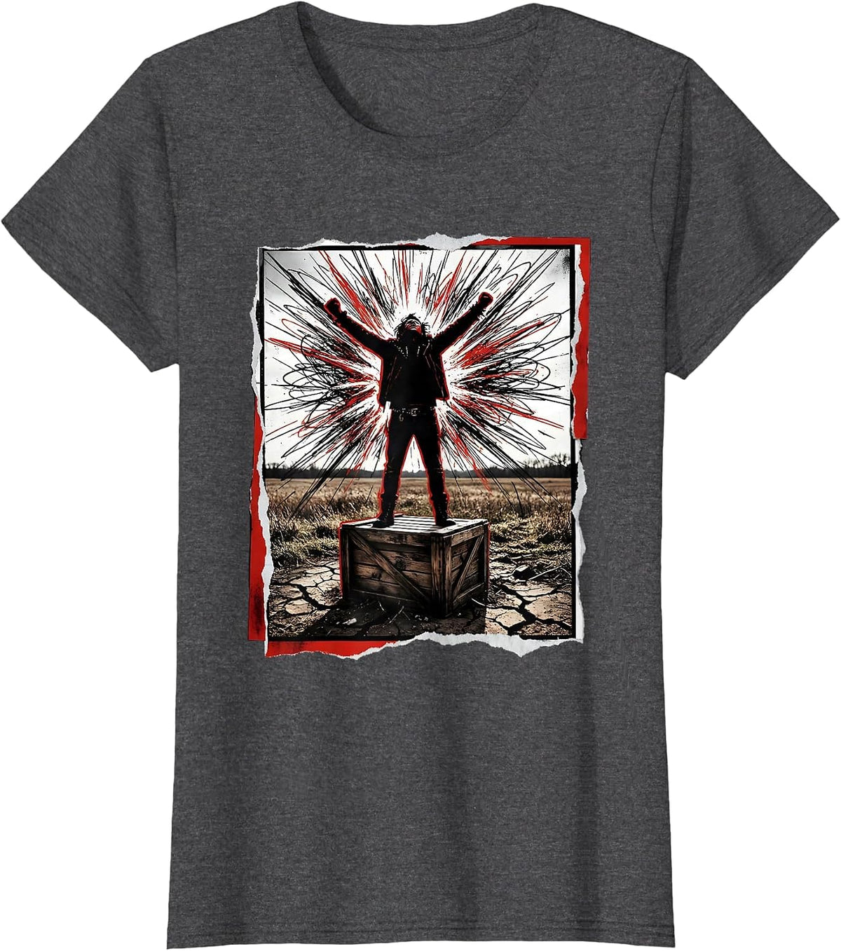 Women's Free Speech Soapbox Illustration Graphic Tee T-Shirt - Dark Heather Grey