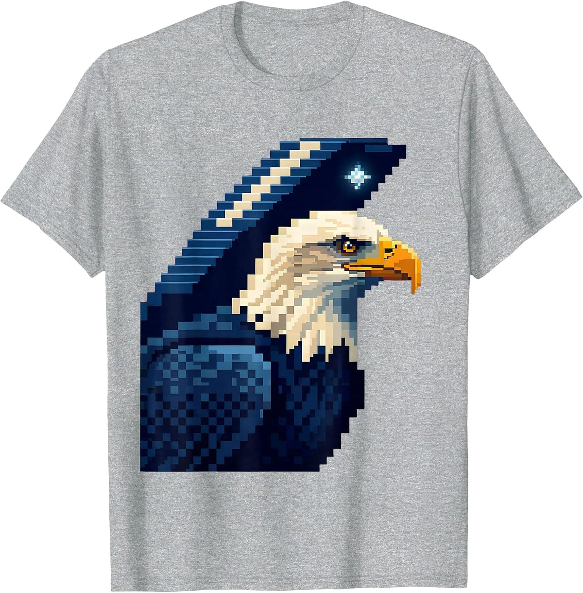 Men's Bald Eagle Pixel Art Mascot Fan Family Pride T-Shirt - Heather Grey