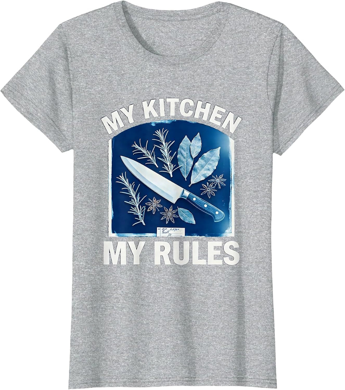 Women's My Kitchen My Rules Chef Cooking Design T-Shirt - Heather Grey