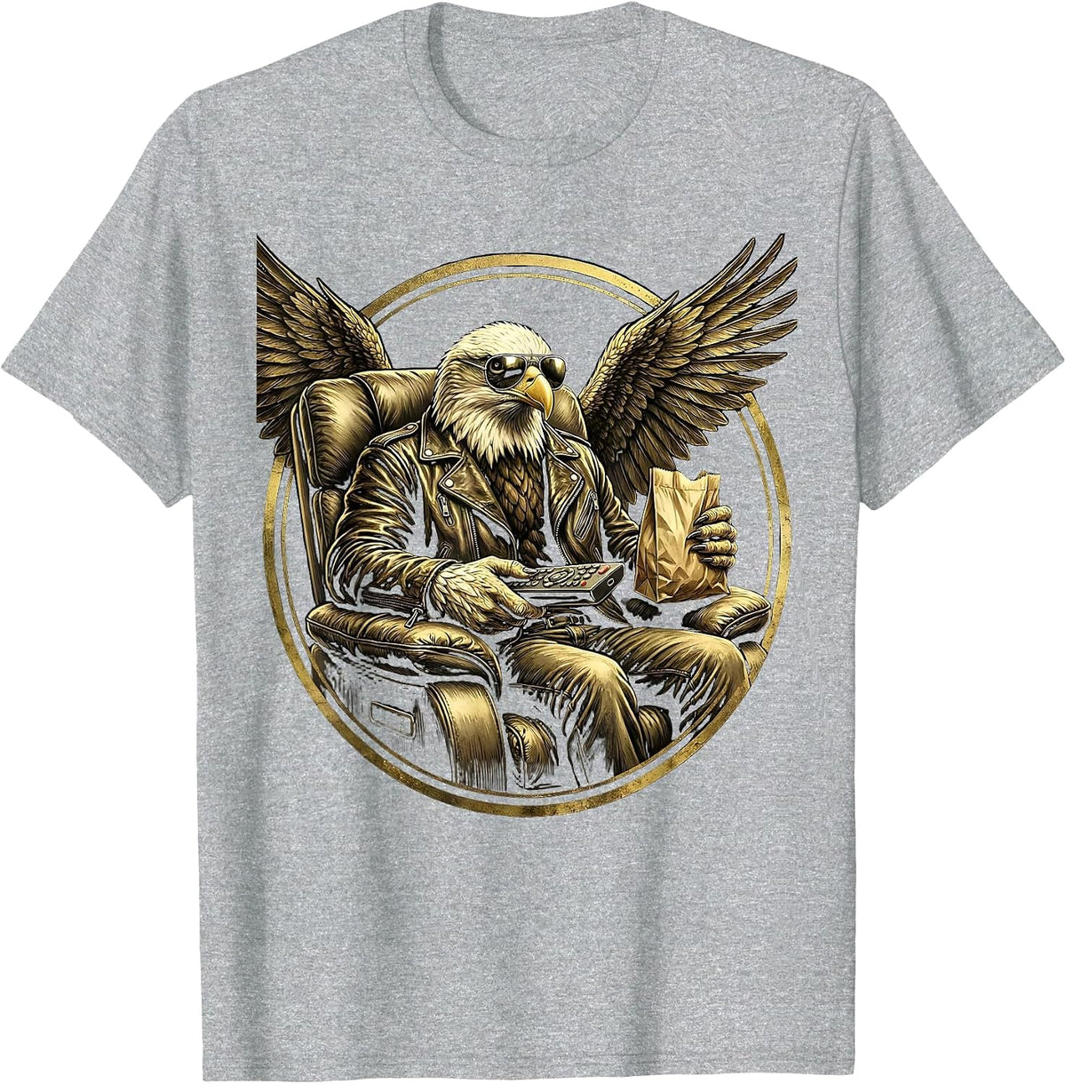 Men's Bald Eagle Arrow and Olive Branch Patriotic Design T-Shirt - Heather Grey
