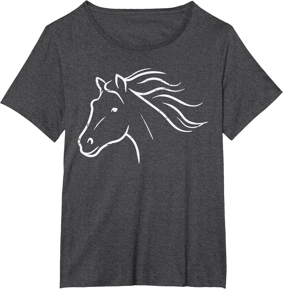 Minimal Horse Head Animal Riding Equestrian Men Women Kids T-Shirt - Dark Heather Grey