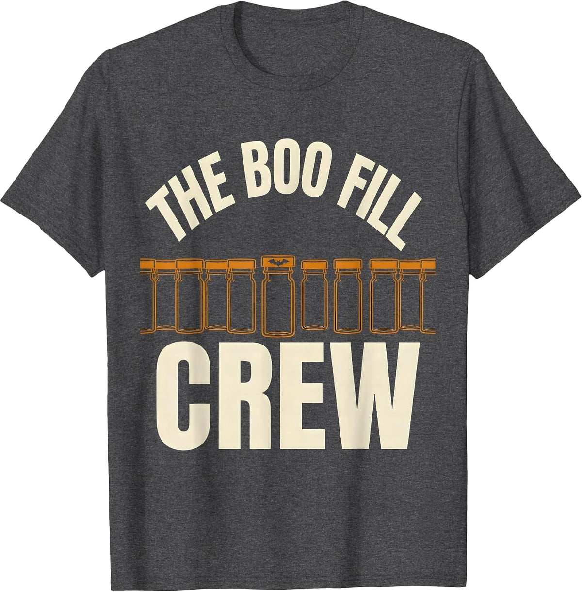 Men's The Boo Fill Crew Funny Pharmacy Tech Halloween Novelty T-Shirt - Dark Heather Grey