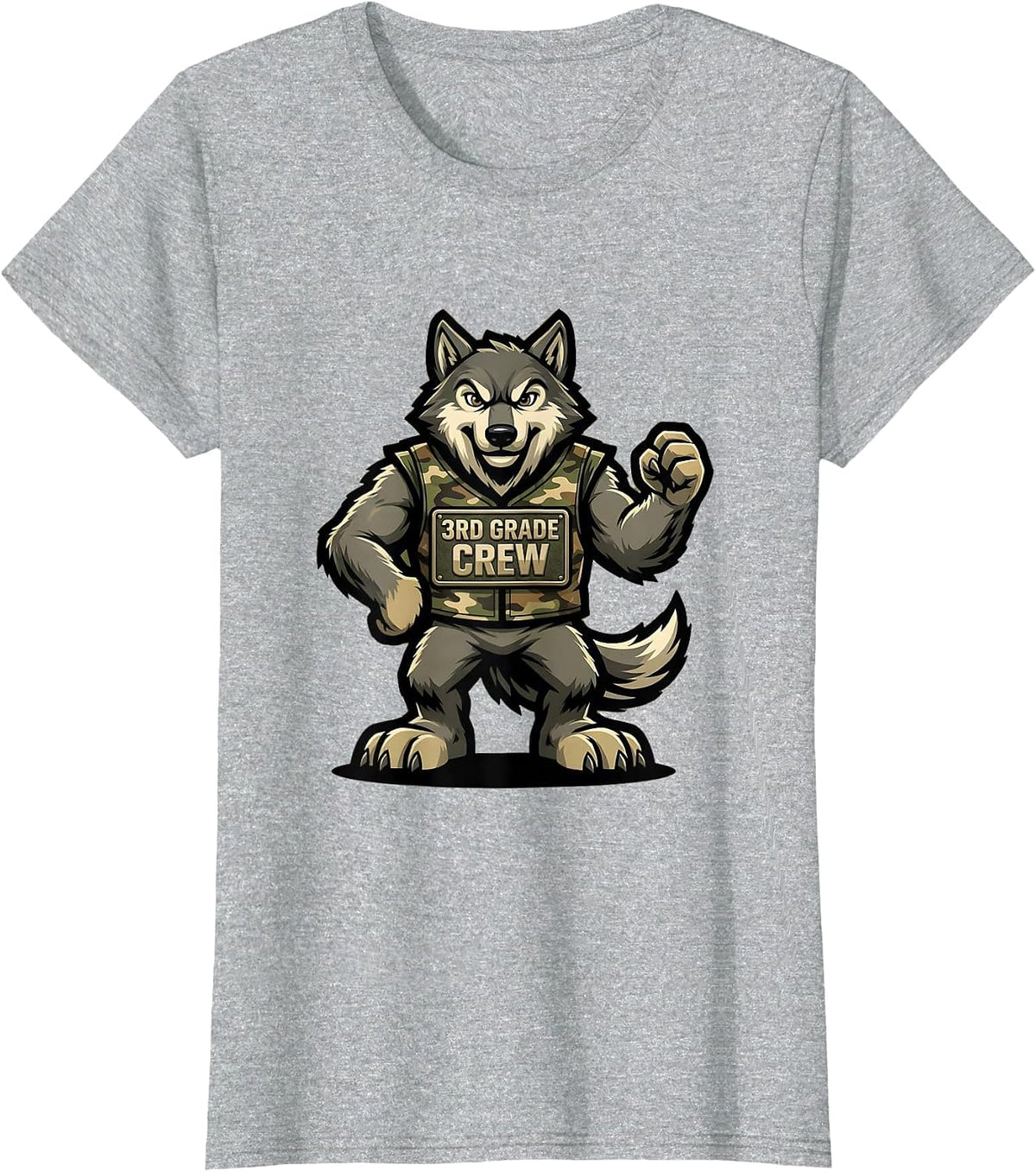 3RD GRADE CREW Camo Third Grade Boy Back To School T-Shirt - Heather Grey