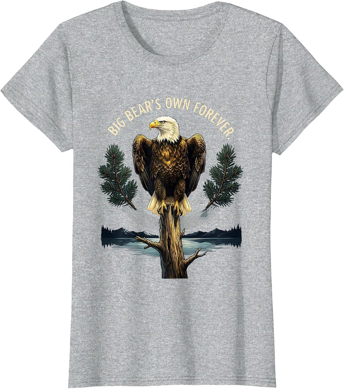 Big Bear's Own Forever Memorial Bald Eagle Tribute Wildlife T-Shirt - Heather Grey