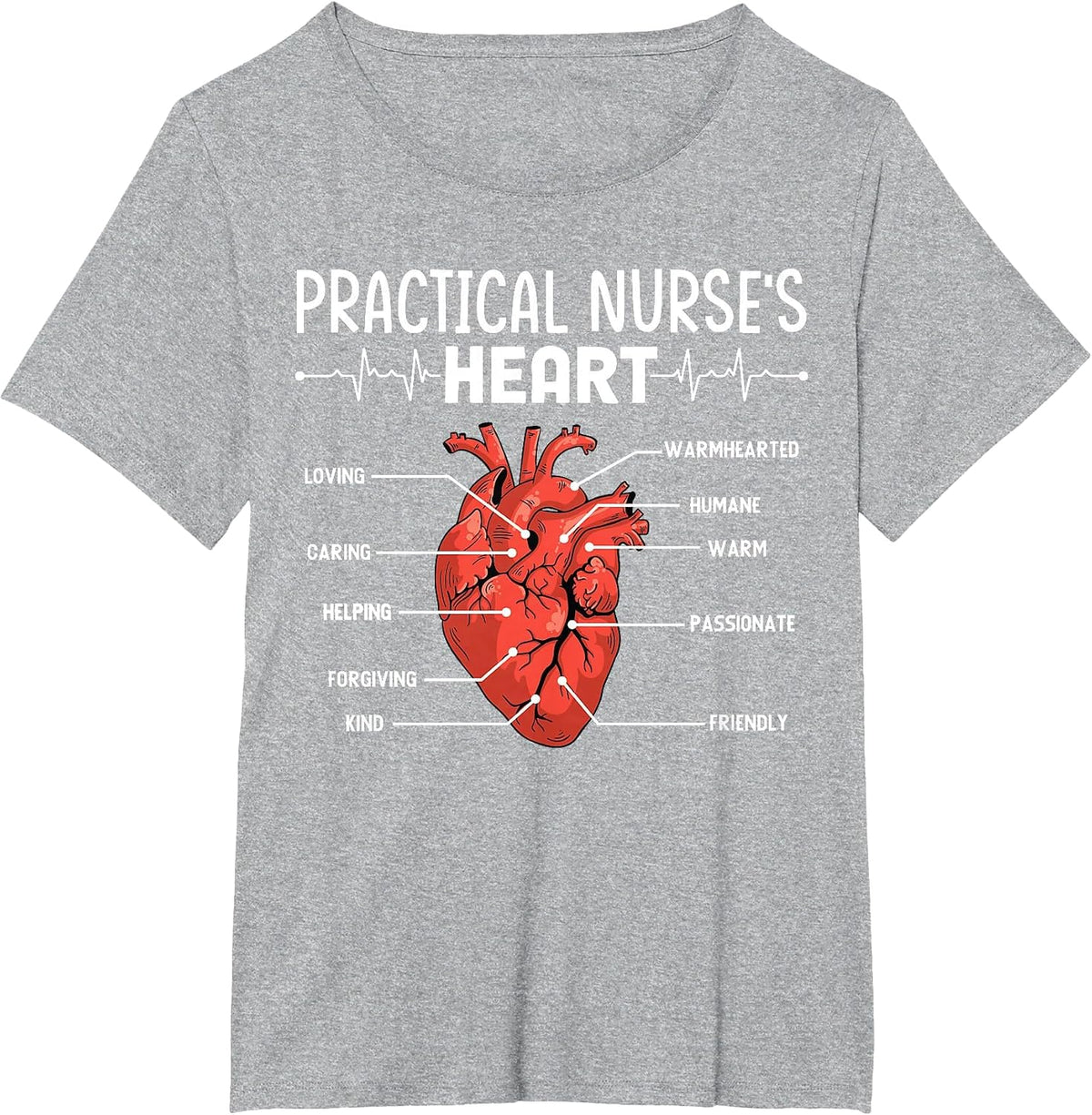 Funny Practical Nurses Heart for Lover Nurse T-Shirt - Heather Grey