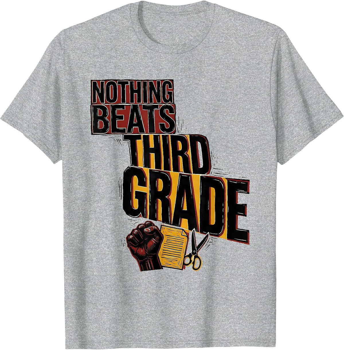 Men's Nothing Beats Third Grade Funny Team Third Grade Back T-Shirt - Heather Grey