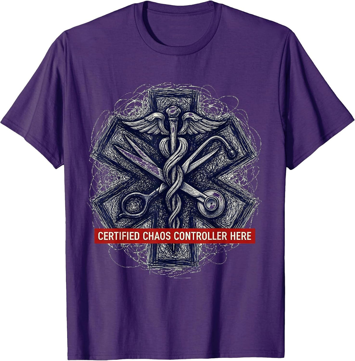Certified Chaos Controller EMT Graphic Design T-Shirt - Purple