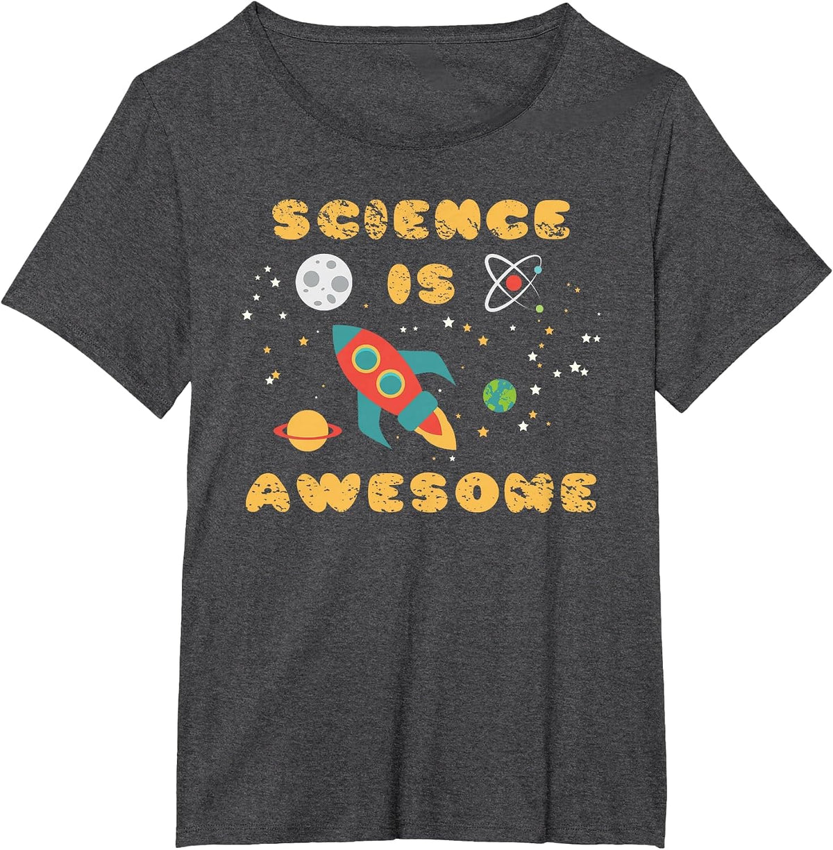 Science is Awesome Shirt Nerd Space Ship Rocket Moon T-Shirt T-Shirt - Dark Heather Grey