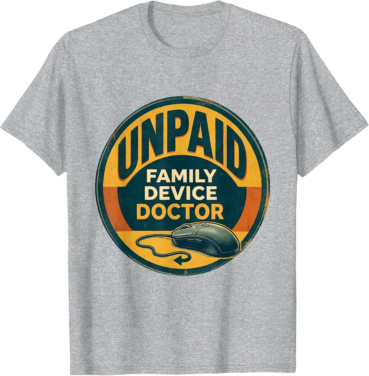 Men's I'm The Family's Unpaid Device Doctor Vintage IT Humor T-Shirt - Heather Grey