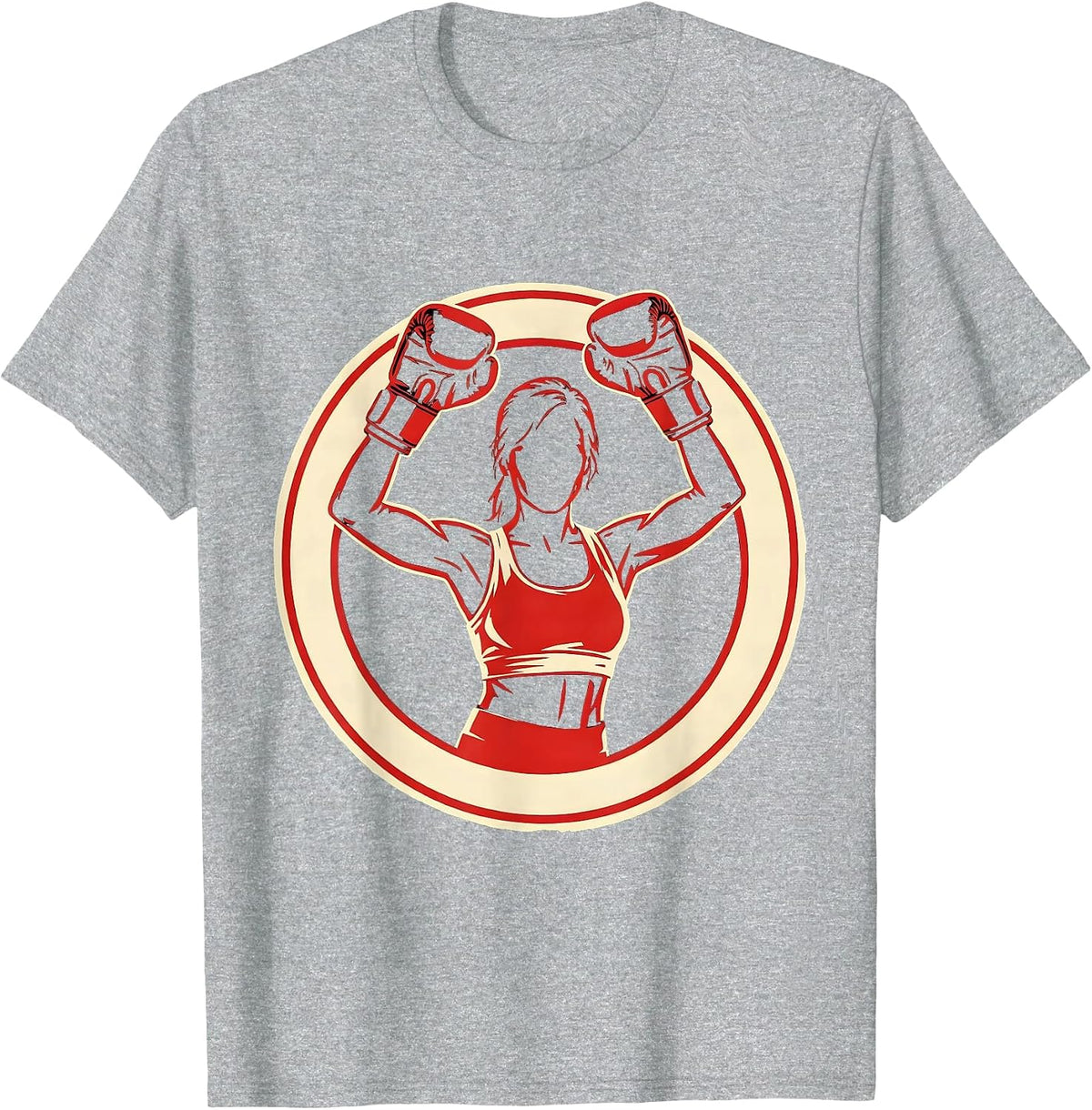 Men's Boxing Gloves Victory Raise Illustration T-Shirt - Heather Grey