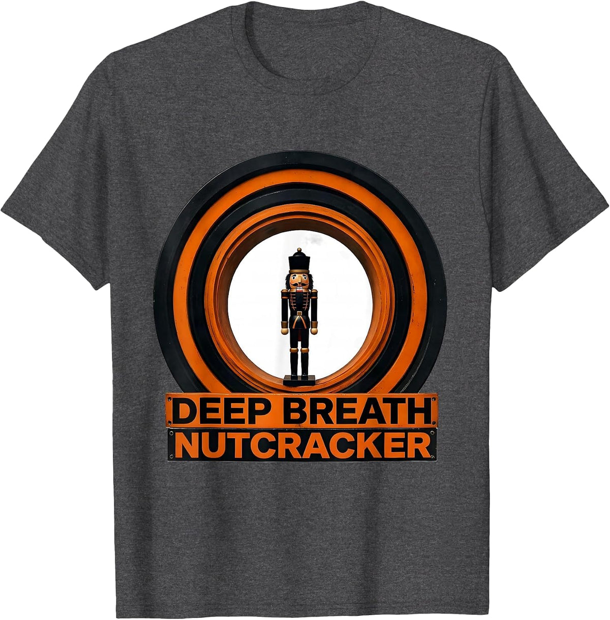 Deep Breath Nutcracker Brutalist Graphic Radiology Tech T-Shirt - Dark Heather Grey