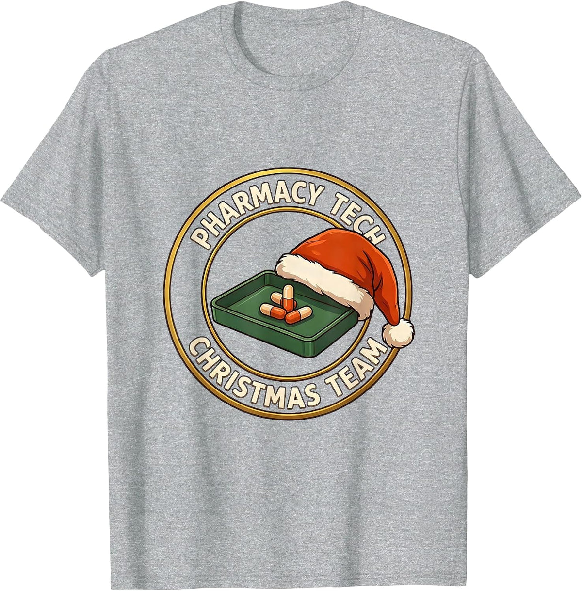 Men's Pharmacy Tech Christmas Team Funny Pharmacy Technician T-Shirt - Heather Grey