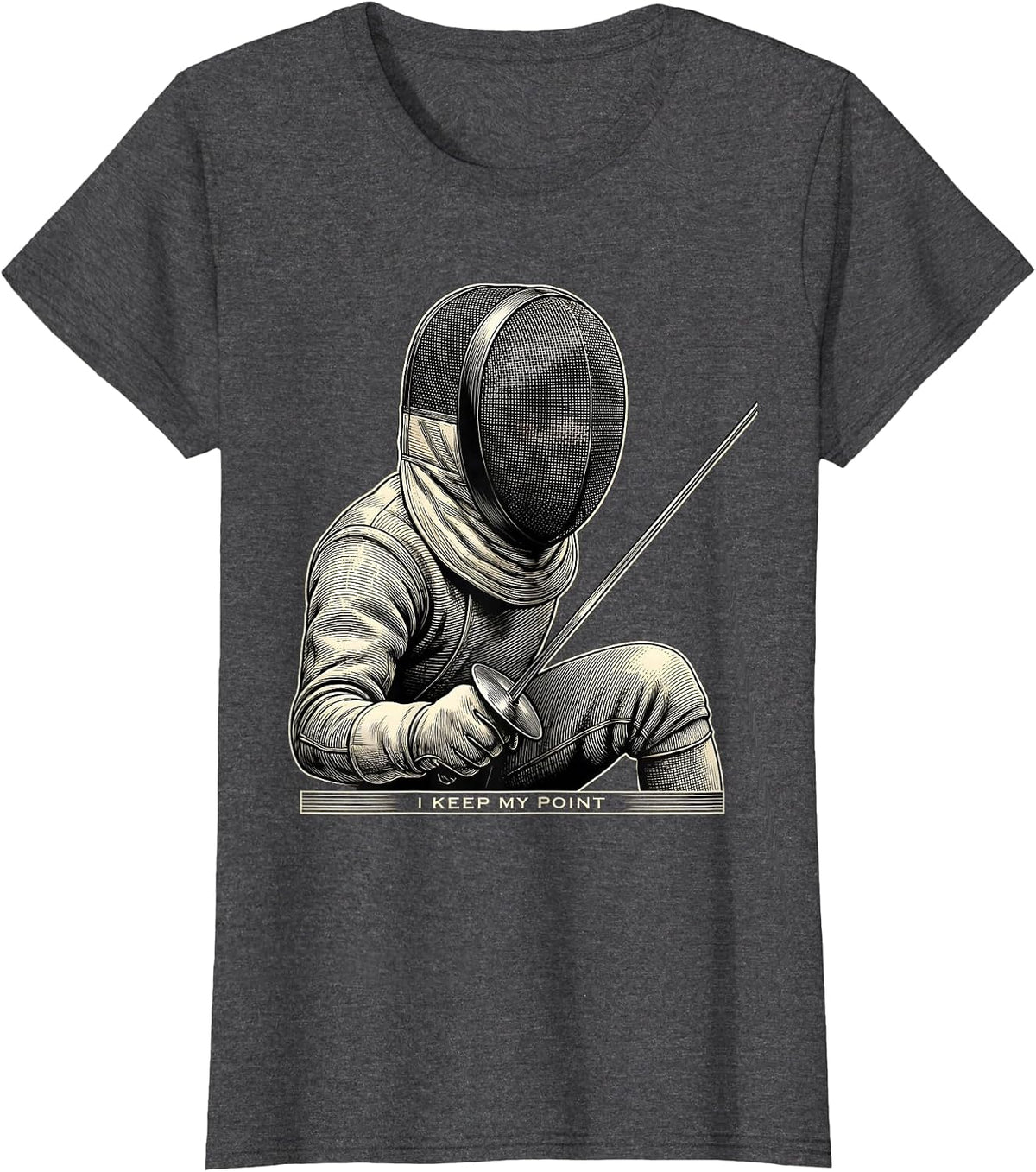 Women's I Keep My Point Funny Fencing Sport Fan Novelty Gift T-Shirt - Dark Heather Grey